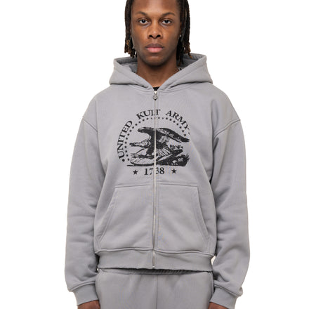 "1738" Zip-Up Hoodie (Grey)