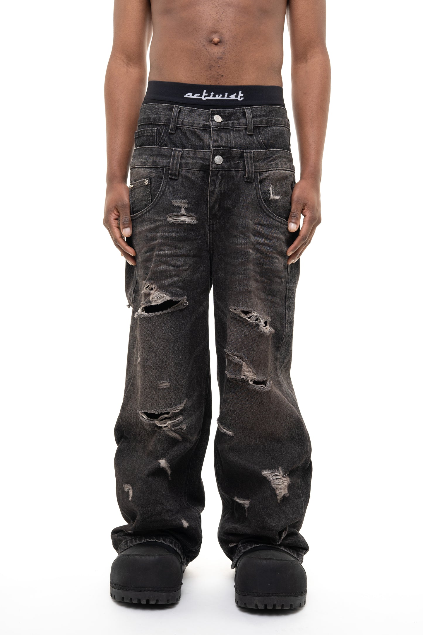 Double Waist Denim - Black